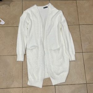 Fuzzy, White Cardigan